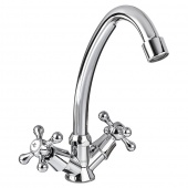 СоюзКран Смеситель для кухни, поворотный излив 20см, керам. кран-буксы 1/2, хром, цинк, SK01-T204крест